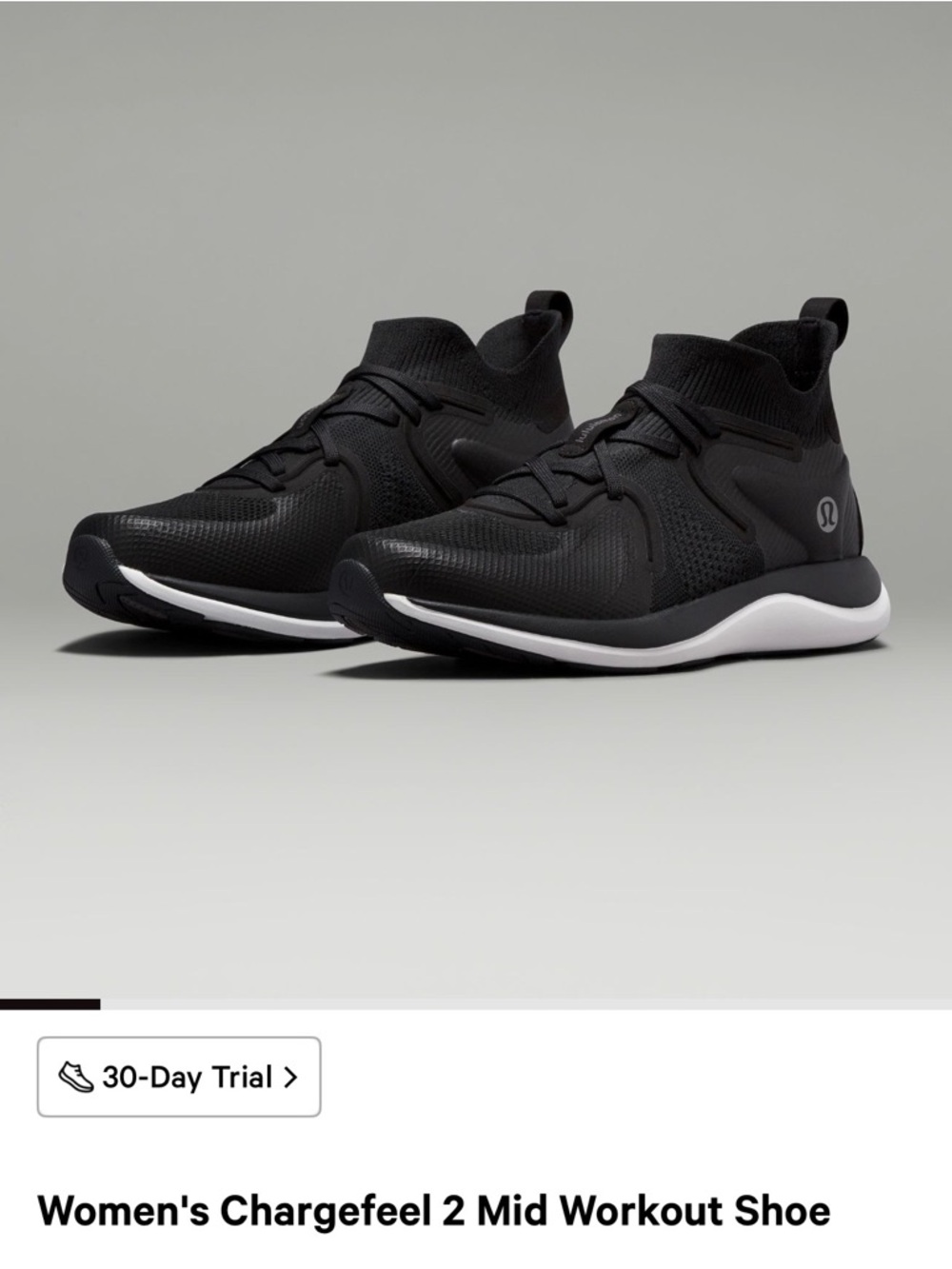 lululemon athletica Women's‎ Black Knit Mid-Top Sneakers with White Sole